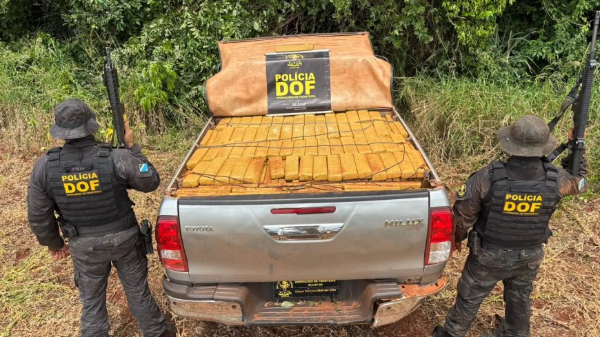 Com ajuda de helicóptero, caminhonete é encontrada com mais de 1 tonelada de maconha em Ponta Porã