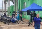 Agentes de saúde recebem bicicletas elétricas durante comemoração dos 62 anos de Antônio João