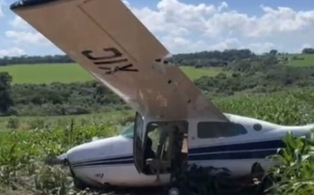 Avião faz pouso forçado em fazenda de Antônio João após pane em voo