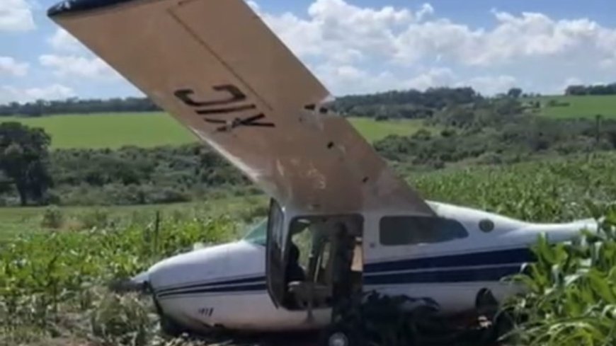 Avião faz pouso forçado em fazenda de Antônio João após pane em voo