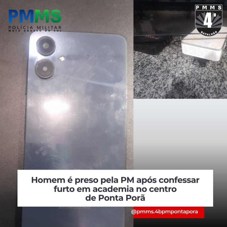Homem é preso pela PM após confessar furto em academia