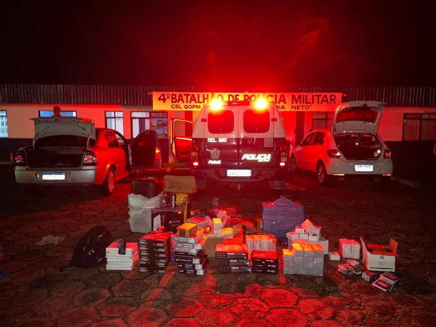 Polícia Militar do 4 BPM apreende dois veículos  com mercadorias irregulares