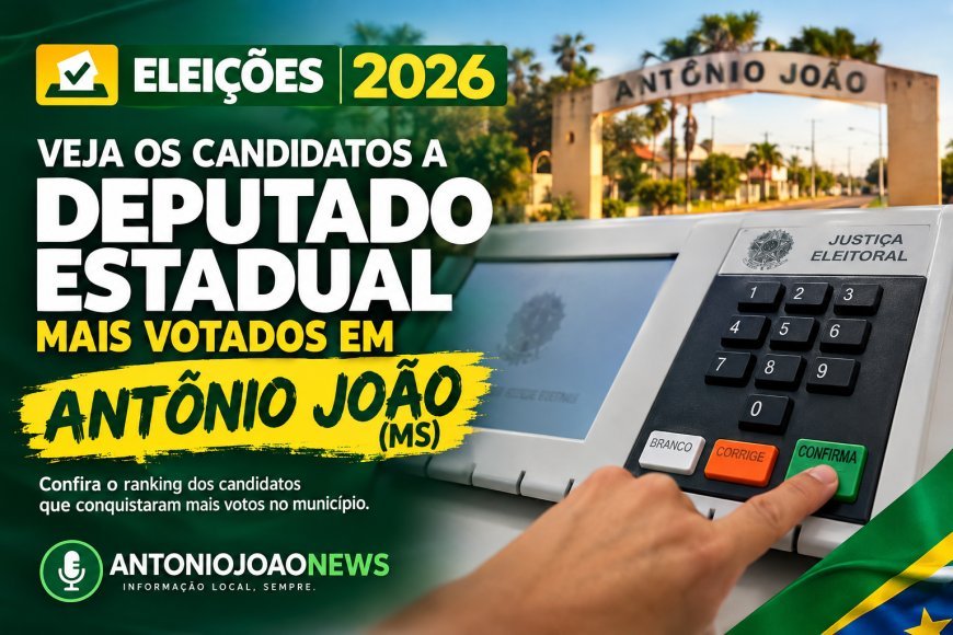Eleições 2026: veja os candidatos a deputado estadual mais votados em Antônio João